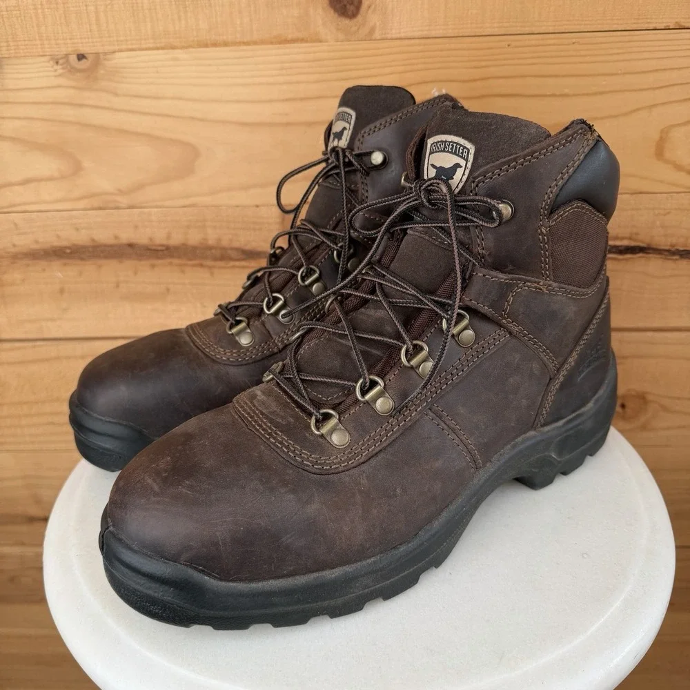 Irish Setter Work Boots 83607 Men's 10 Brown Leather EH ASTM Oil Slip‎ Resist